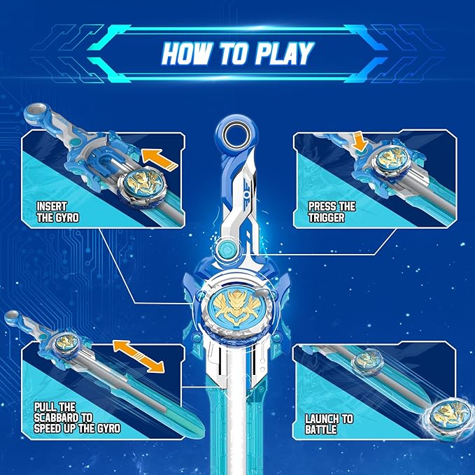Infinity Nado Spinning Top for Children Metal Toy Boys, Battle Tops Spinning Top Launcher Toy Boys, Spinning Tops Boys from 5 6 7 8 9 10 11 12 Years, Power Pack Gale Wings
