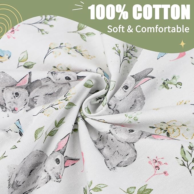 Baby Lounger Cover for Boys Girls, Reversible Baby Nest Cover, Adjustable Baby Lounger Replaceable Cover for Infant Newborn, Portable and Machine Washable, Cotton Green Rabbit Cover