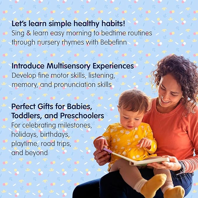 Bebefinn Healthy Habits Songs Musical Sound Book for Toddlers 1–3 | 10 Buttons, 10 Songs Interactive Learning Toy by Pinkfong