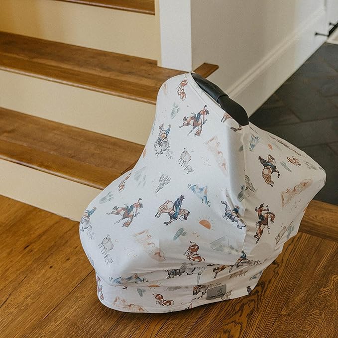 Baby Car Seat Cover Canopy and Nursing Cover Multi-Use Stretchy 5 in 1 Gift "Boone" by Copper Pearl