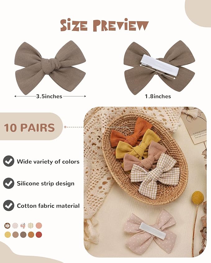 Jollybows 20 PCS Baby Girls Hair Clips Set Hair Bows Barrettes Handmade Accessories Alligator Clip for Babies Infant Toddlers Little Kids Teens