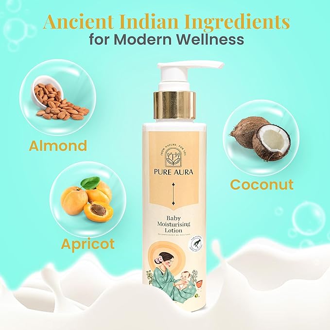Rich Moisture Baby Lotion, 200ml, Nourishing Cream for Soft & Sensitive Skin, Ayurvedic & Chemical-Free, Safe for Newborns & Kids