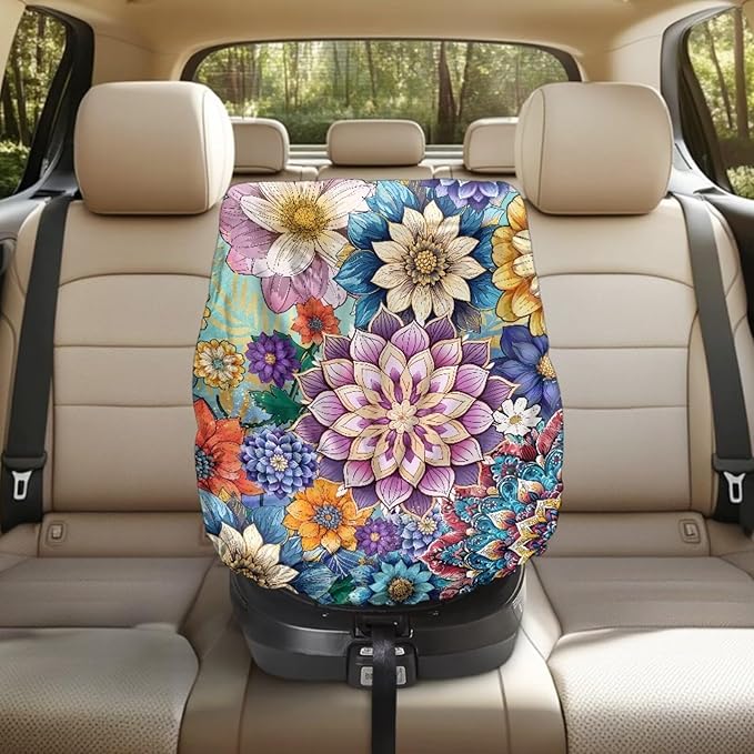 Stretch Carseat Protector Car Seat Cover with Paw Print, Wear-Resistant Car Seat Sun Shade Cover Foldable to Save Space