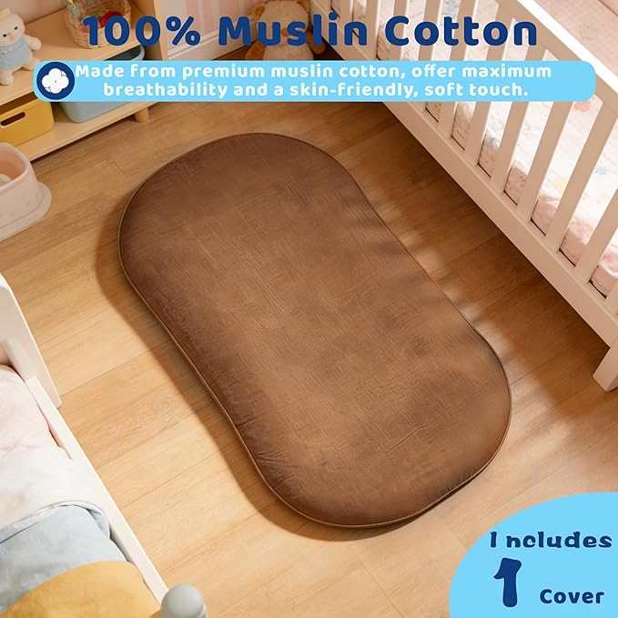 Baby Lounger, Newborn Lounger with Breathable & Soft Cover for Home and Travel, 0-24 Months Newborn Babies Essentials Gifts. Brown (1 Cover Included)