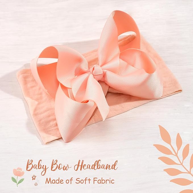 CÉLLOT 20 Colors Baby Bow Wide Turban Headbands Girls Big 5 inches Hair Bows Head Wraps Newborn Infants Toddlers Hairbands