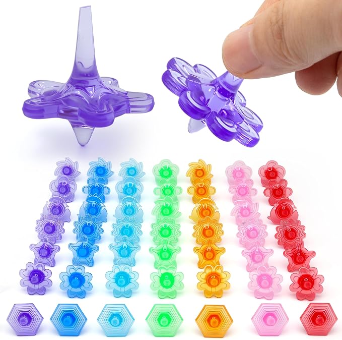 200 Pcs Bulk Pack Spinning Tops Colorful Crystal Tops Assorted Gem Spinners Gyros for Kids Gifts Party Favors