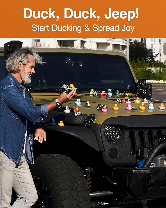 Jeep Ducks for Ducking Kit-76 Piece kit Including Rubber Ducks, Duck Duck Jeep Bag, Jeep Ducking Cards & Rubber Bands Plus Official Duck Duck Jeep Mobile App (Jeep Ducks for Ducking Assortment C)