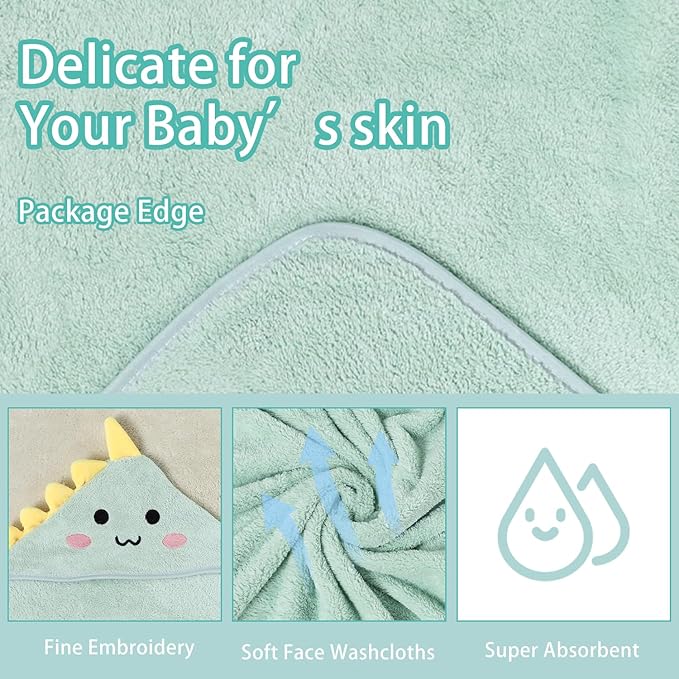 2Pcs Baby Hooded Towel,31 * 31 in Toddler Bath Towels for Newborn Babies,Toallas de Baño para Bebe,Organic Infant Kids Boy Essentials 1-3