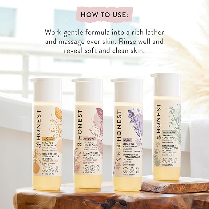 The Honest Company Fragrance Free Bundle for Sensitive Skin | 2-in-1 Cleansing Shampoo + Body Wash and Silicone Free Conditioner | Naturally Derived, Tear free, Hypoallergenic | 20 fl oz