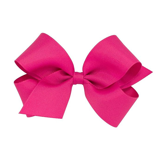 Wee Ones Baby Girls' Medium Grosgrain Hair Bow on a WeeStay Clip w/Plain Wrap - Shocking Pink,One Size