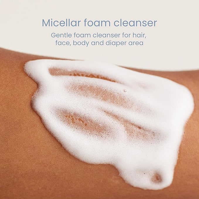 Buddle Clean Cheeks Baby Micellar No-Rinse Foam Cleanser for Diaper Changes, Microbiome Friendly and Gentle for Sensitive Skin, Paraben & Fragrance Free, 6.7oz