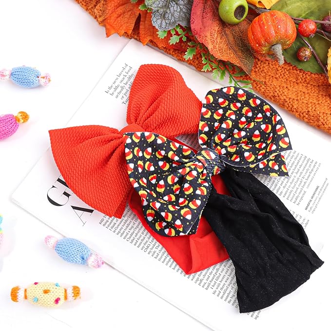 Halloween Baby Girl Bows Hair Accessories Headbands with Bows for Newborn Elastic Nylon Halloween Hairbands 2 PCS