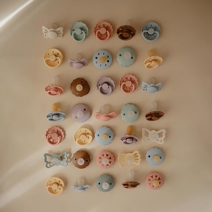 FRIGG Moon SilkySoft Silicone Baby Pacifier | Made in Denmark | BPA-Free (Blush/Cream, 0-6 Months)