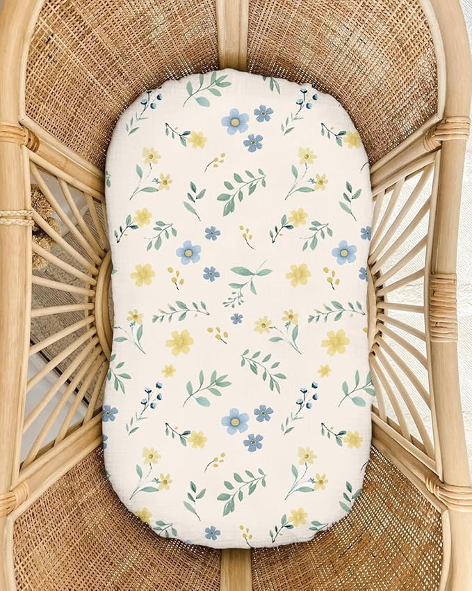 Muslin Baby Lounger Cover 2 Pack, Soft Breathable Newborn Lounger Pillow Cover for Boys Girls Infant (Spring Garden)