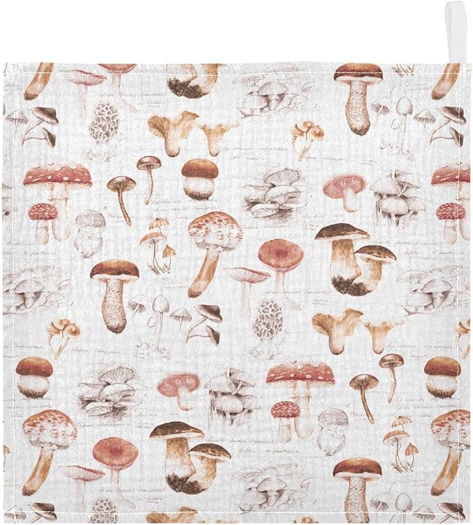vvfelixl Baby Washcloths Cotton Different Mushrooms Baby Muslin Washcloths Soft Baby Face Towel for Newborn Infants Baby Wipes, 11.8 X 11.8 Inch, 5 Pack