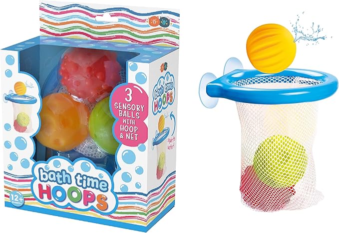 Buddy & Barney Bath Basketball Hoop for Kids | Bath Time Hoop and Balls Set | Bathtub Basketball Hoop for Toddlers | Set of 3 Soft Balls and Basketball Hoop with Strong Suction Cups for Shower Fun