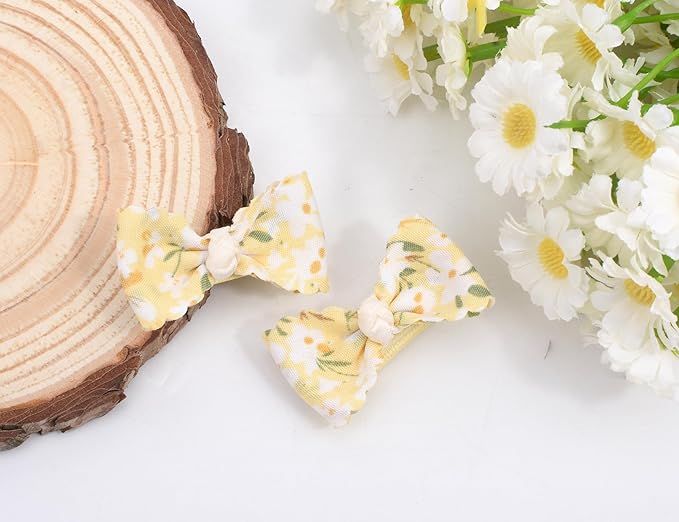 Baby Girls Hair Bow Clips, 10pcs Boutique Cotton Fully Lined Hair Pins, Non Slip Baby Barrettes Accessories for Infants Toddlers Fine Hair by BIANHUAN (Set-B)
