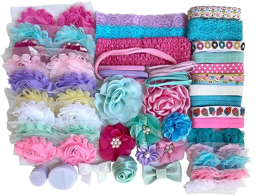 Donuts and Cupcakes Headband Kit - Over 30 Headbands, Baby Shower Headband Station, DIY Kit Includes Flowers, Elastic, Embellishments