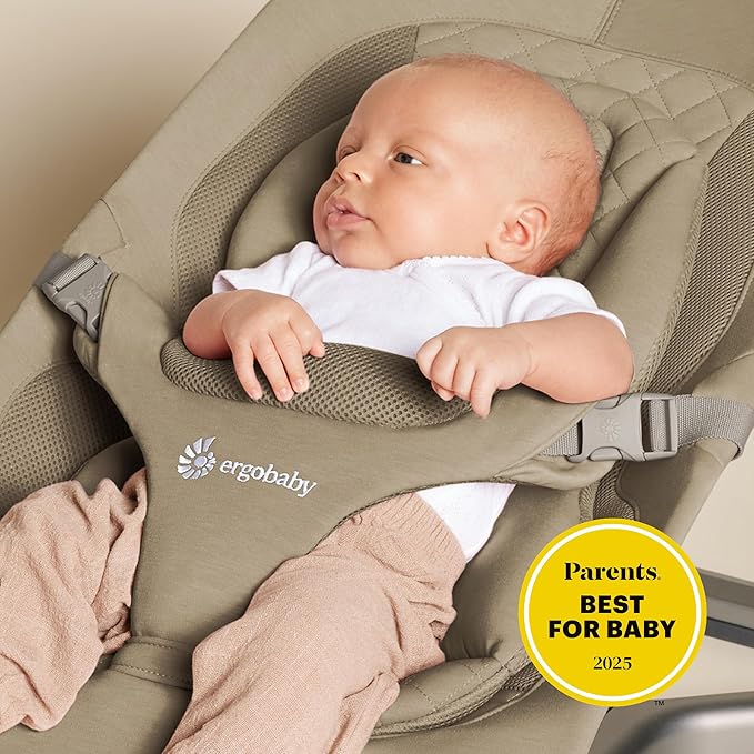 Ergobaby Evolve 3-in-1 Bouncer, Adjustable Multi Position Baby Bouncer Seat, Fits Newborn to Toddler, Soft Olive