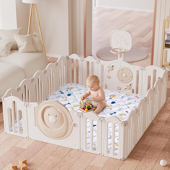 Premium Foam Baby Play Mat 47" X 47", Thicken One-Piece Crawling Mat, Non-Slip Cushioned Baby Playmats for Infants, Babies, Toddlers - Machine Washable for Easy Care