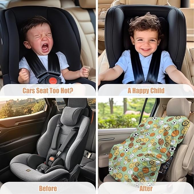 XYZCANDO Football Car Seat Sun Cover for Baby Fashion Car Seat Covers for Babies Boy Breathable Car Seat Sun Protection Portable Baby Car Seat Sun Shade Cover for Summer Gift for Birthday