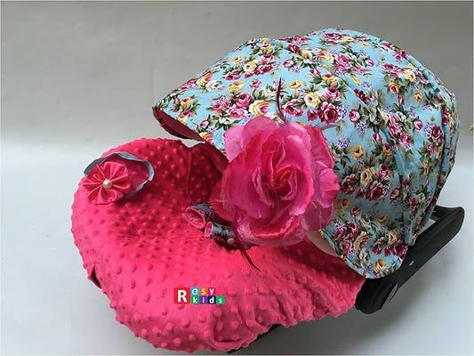 Rosy Kids Infant Carseat Canopy Cover 3 Pc Whole Caboodle Baby Car Seat Cover Kit Floral Print C010100