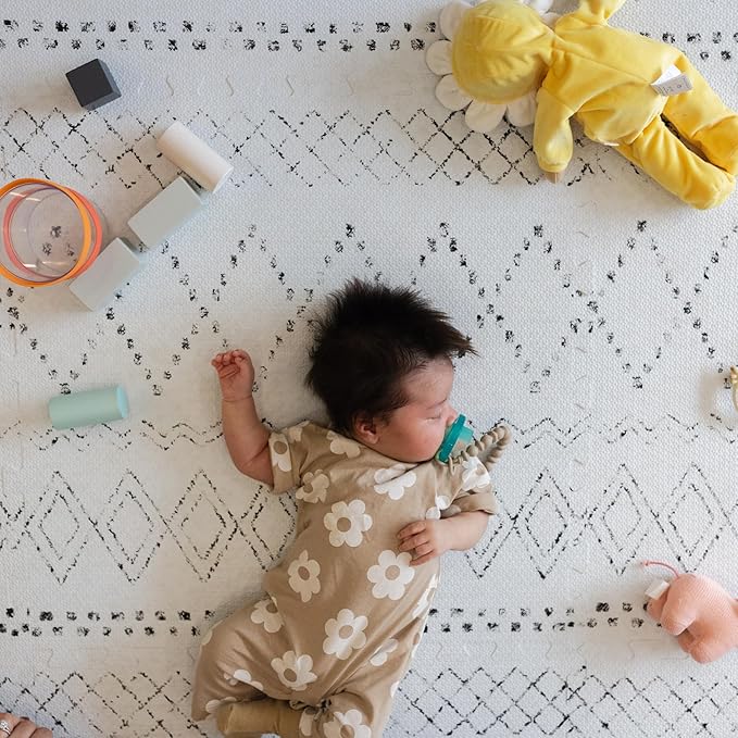 Little Landings Baby Play Mat for Floor - Boho (6x6ft) - Premium EVA Foam Play Mat for Babies & Toddlers (Ages 0-5+) - Non-Toxic Playmat for Tummy Time, Crawling & Playroom - Stylish & Comfortable