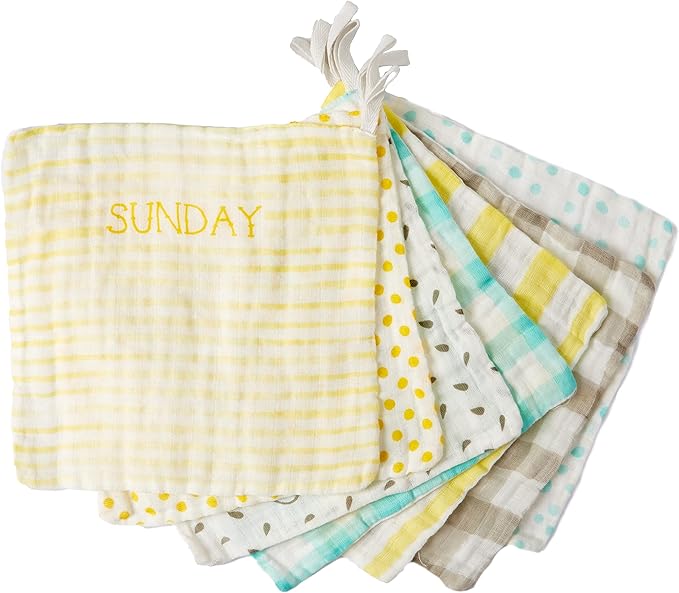 C.R. Gibson BWA-24546 Woodland Colors Gender Neutral 100% Cotton Gauze Baby Washcloths for Bath Time, 9" W x 9" L, Multicolor