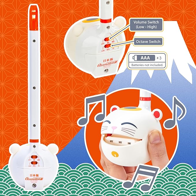 Otamatone Classic Lucky Cat [Officially Licensed] Japanese Character Electronic Musical Instrument Portable Synthesizer from Japan Maywa Denki for Children Kids and Adults Gift