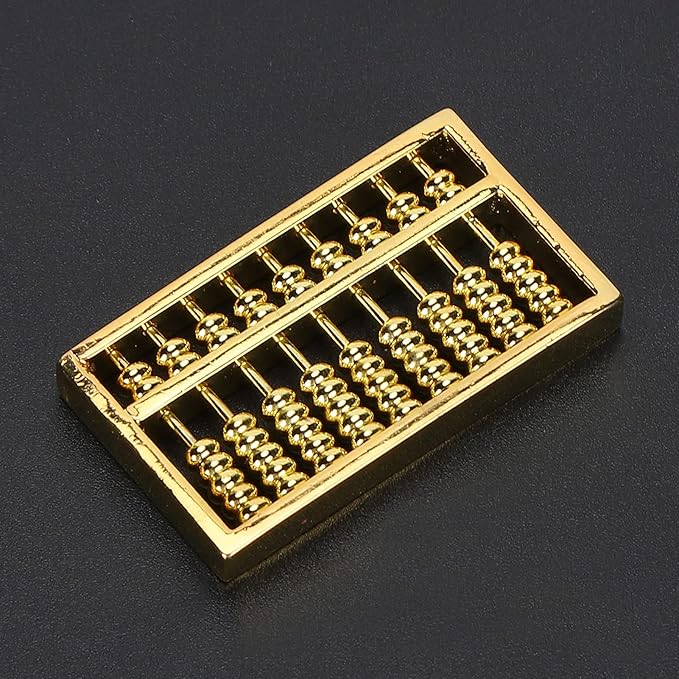 Mini Brass Abacus 9 Gears Chinese Math Calculating Tool Brass Ornaments for Kids Adult Collection Decoration 1.8 * 1in