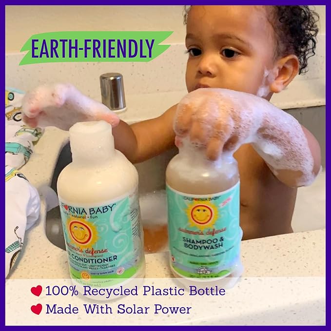 California Baby Swimmer’s Defense Baby Wash + Baby Shampoo | After Swim Hydrating Shampoo | 100% Plant-Based | Gentle Chlorine Removal | 8.5 oz