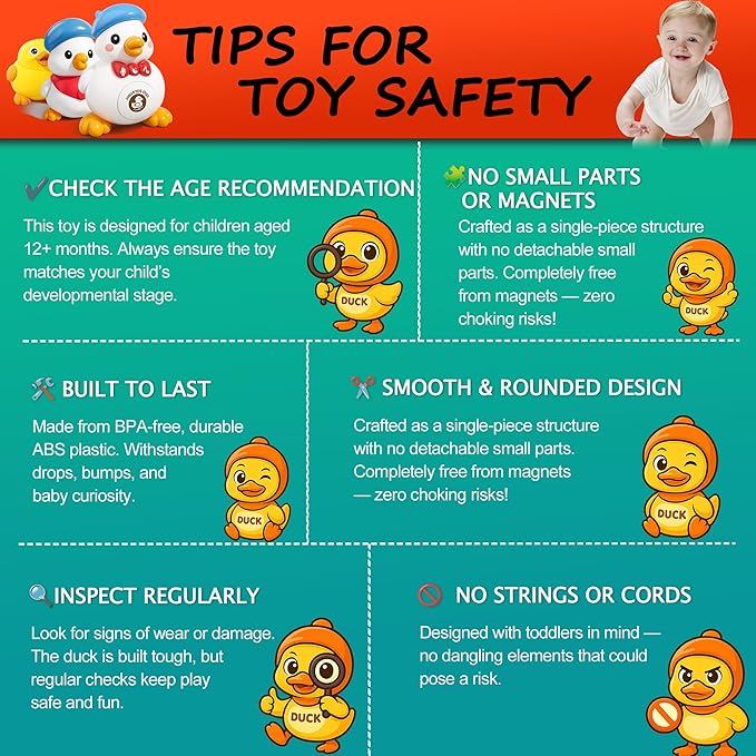Dancing Walking Duck Baby Toy with Music & Lights, Crawling Tummy Time Toys for Babies 6–12 Months, Interactive Waddling Duck Developmental Toy, Birthday Gifts for Toddlers 1–3 Boys Girls
