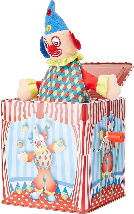 Tobar Clown Jack in The Box Traditional Tin Toy, Assorted Colour