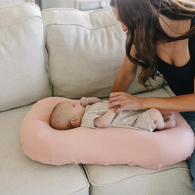 Konssy 2 Pack Baby Lounger Cover, Stretchy and Soft Newborn Lounger Cover, Infant Lounger Slipcover for Boys Girls, Covers Only (Pink Spring,Pink)