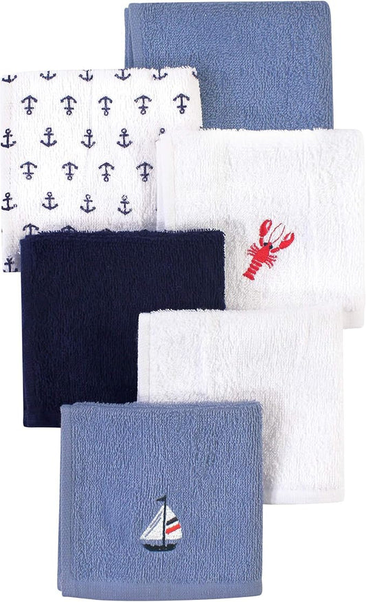 Hudson Baby Unisex Baby Super Soft Cotton Washcloths, Lobster, One Size