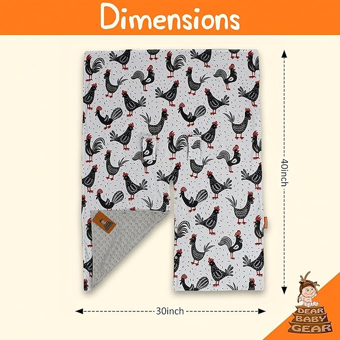 Dear Baby Gear - Baby Car Seat Canopy - Infant Car Seats Covers - Carseat Canopies for Boys and Girls - Toddler Carseat Cover with Snap Opening (Black and Red Chickens/Gray Dot 40"x30")