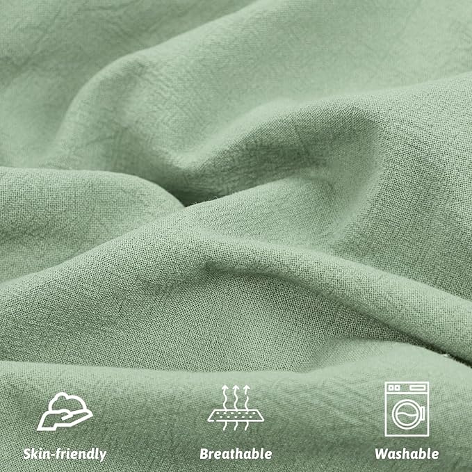 SWESEN Baby Lounger Cover, Breathable Newborn Lounger Cover, Cotton Linen Lounger Slipcover for Baby Girls and Boys, Cover Only, Green
