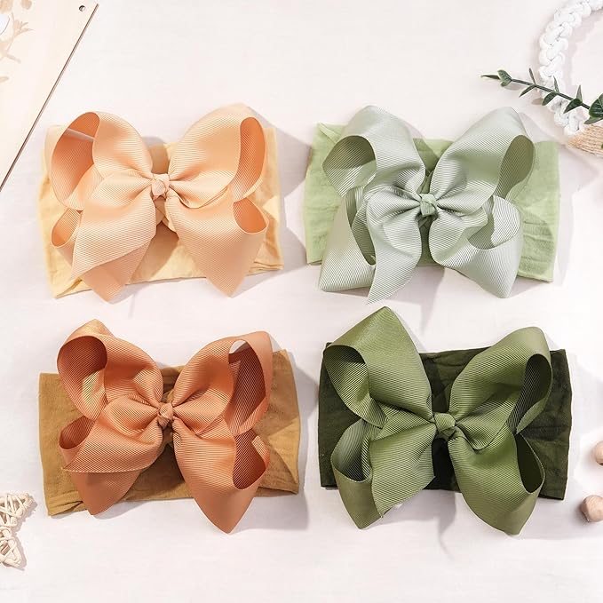 CÉLLOT 20pcs Baby Bows Headbands Nylon Hairbands Big Ribbon Bow Elastic Hair Accessories for Newborns Infants Toddlers and Kids