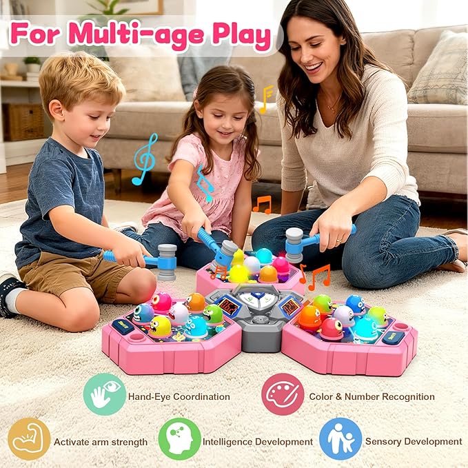 ANNKIE Whack Game Mole for Toddlers, Toys for 3 4 5 6 7+ Year Old Girls Boys,Pounding Toys for Age 3-8,Interactive Educational Toys with 3 Modes, Birthday Xmas Gifts for 3-12 Year Old Girls Boys Kids