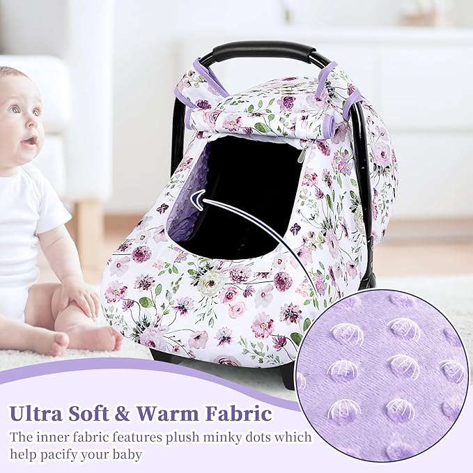 GFU Baby Car Seat Head Support for Newborn, 2 in 1 Infant Car Seat Head Body Support with Strap Pads & Baby Car Seat Cover Winter, Windproof Carseat Covers for Newborn with 2 Layers Window
