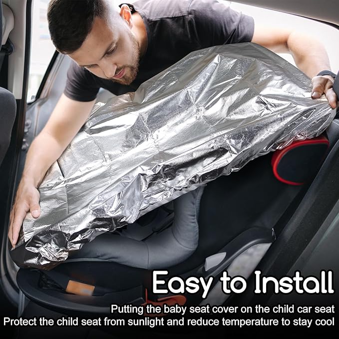 Baby Car Seat Sun Shade Cover,Toddler Car Seat Cooler Car Seat Heat Protector with Draw String,Block Sunlight UV Ray Keeps Baby Seat at A Cool Temperature,Baby Travel Accessories 42.5" x 29"
