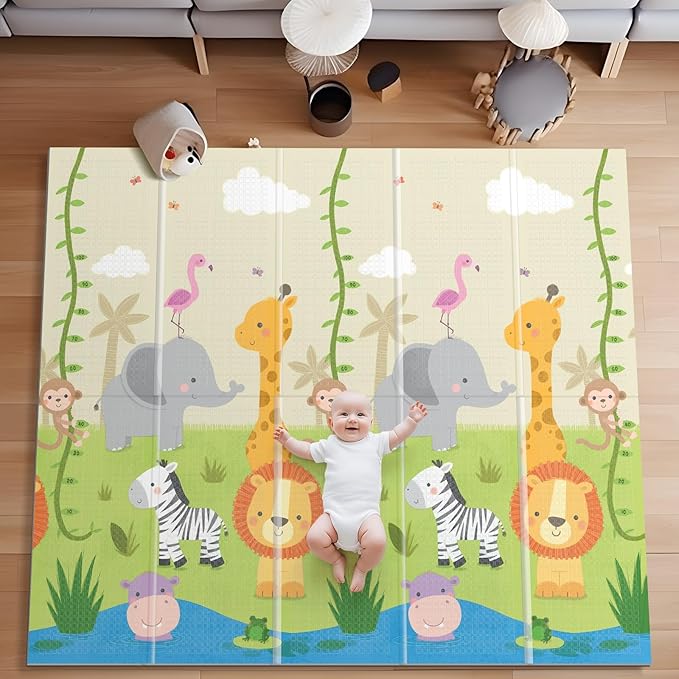 UANLAUO Foldable Baby Play Mat,71x59 Inches Playmat for Indoor and Outdoor, Reversible Foam Padded Perfect for Playtime and Tummy Time, Waterproof Baby Crawling mat Play for Infants, Toddlers and Kids