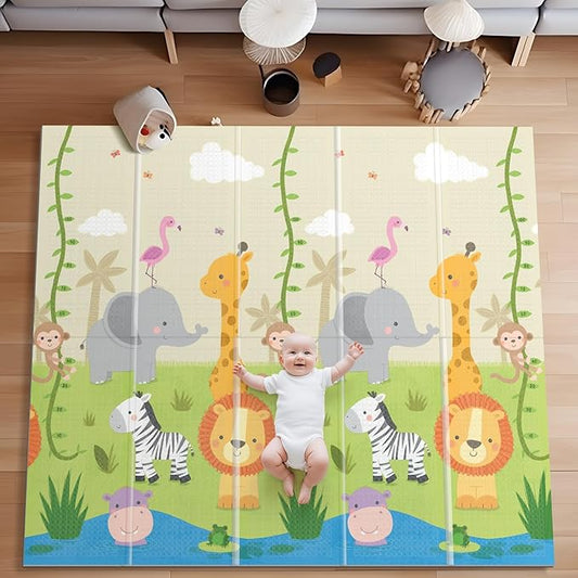 UANLAUO Foldable Baby Play Mat,71x59 Inches Playmat for Indoor and Outdoor, Reversible Foam Padded Perfect for Playtime and Tummy Time, Waterproof Baby Crawling mat Play for Infants, Toddlers and Kids
