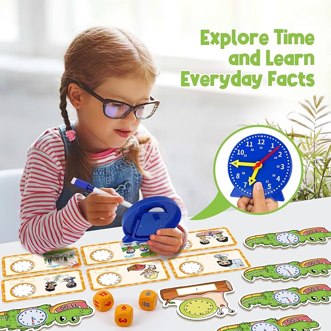 Edulok Toddler Learning Clock, Telling Time Teaching Clock for Kids, Math Manipulatives, Math Puzzle Games, Kindergarten Educational Sensory Toys, Preschool Learning Activities, Homeschool Supplies