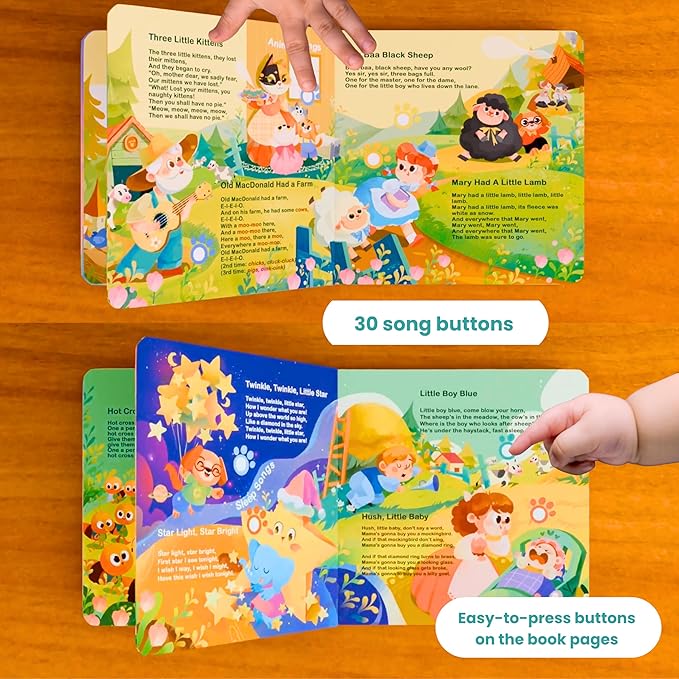 GO GO 30 Classic Nursery Rhymes Sound Book, USB-C Rechargeable, Interactive Musical Learning Book for Toddlers