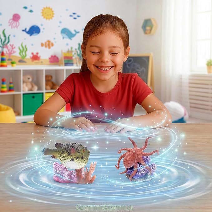 Gemini&Genius Pufferfish Toys for Kids, Realistic Puffer Fish Action Figures, Blowfish Toys, Under The Sea Life Figure Educational Gifts, Displays or Play Models, Collection for Kids Animal Lovers