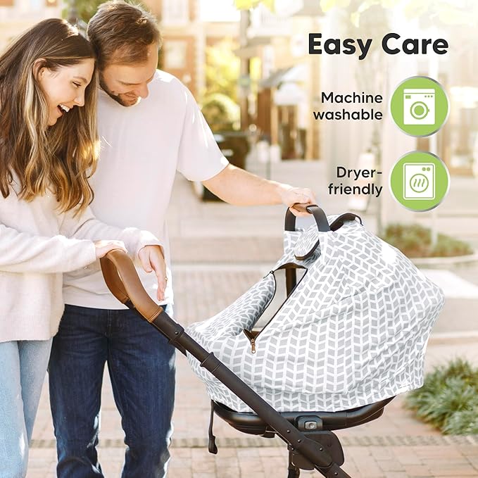 KeaBabies Winter Car Seat Cover Baby, Newborn - Universal Fit Infant Carseat Covers Baby Girl, Boy, Breathable, Lightweight Blanket, Easy to Use Stroller Canopy, Rain, Wind, Sun Shade (Wildwood)