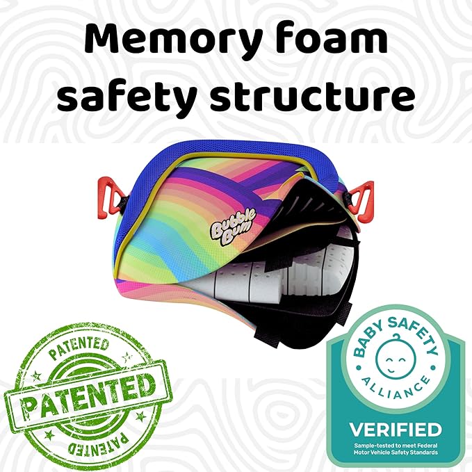 bubblebum Booster Car Seat, Inflatable Boosters Seat for Kids, Travel Booster Carseat, Narrow Backless Booster Car Seat for Travel, Inflatable Seats for Cars 40-100 lbs, for 4 Year Old + - Rbow