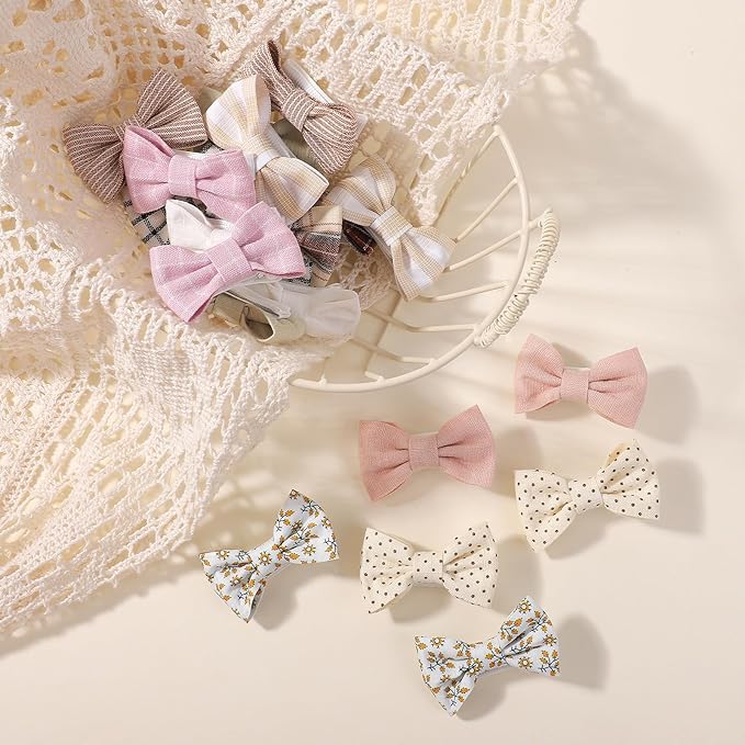 choicbaby 20pcs Baby Girl Hair Bow Clips 2" Fully Lined Non Slip Hair Bows Barrettes Handmade Toddler Floral Hair Accessories for Baby Girl Toddler Kids Fine Hair (Style-A)