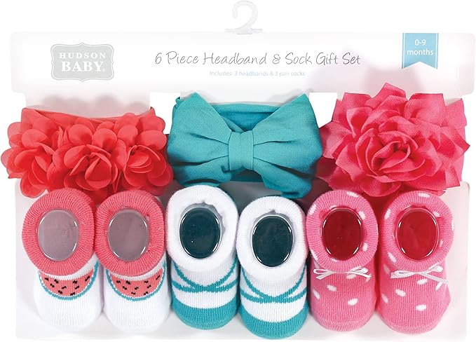 Hudson Baby Girl's Headband and Socks Giftset
